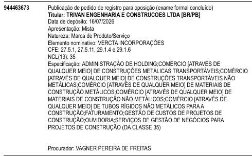 VERCTA INCORPORAÇÕES