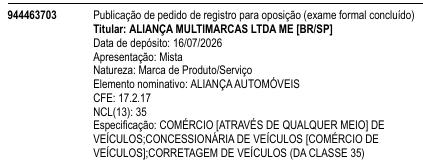 ALIANÇA AUTOMÓVEIS