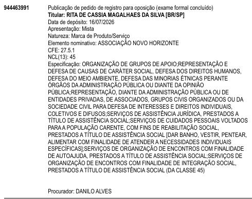 ASSOCIAÇÃO NOVO HORIZONTE