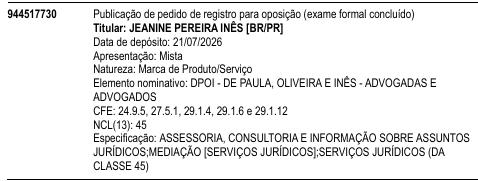 DPOI - DE PAULA, OLIVEIRA E INÊS - ADVOGADAS E ADVOGADOS
