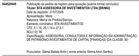 BTA INVESTIMENTOS