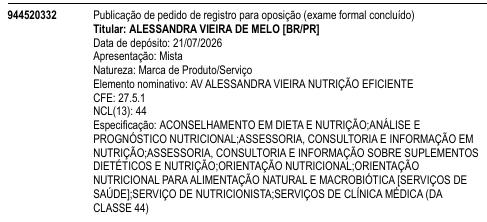AV ALESSANDRA VIEIRA NUTRIÇÃO EFICIENTE
