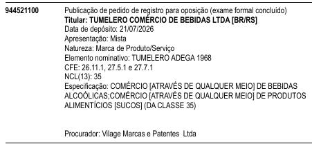 TUMELERO ADEGA 1968