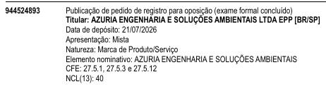 AZURIA ENGENHARIA E SOLUÇÕES AMBIENTAIS
