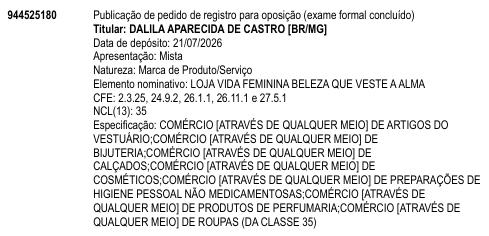 LOJA VIDA FEMININA BELEZA QUE VESTE A ALMA