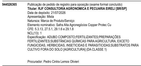 Safra Alta Agronegócios Copper Protec Cu