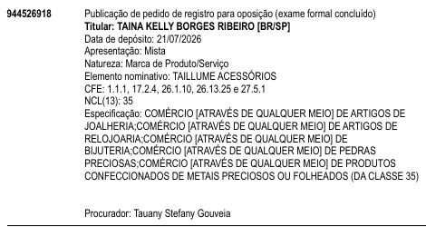 TAILLUME ACESSÓRIOS