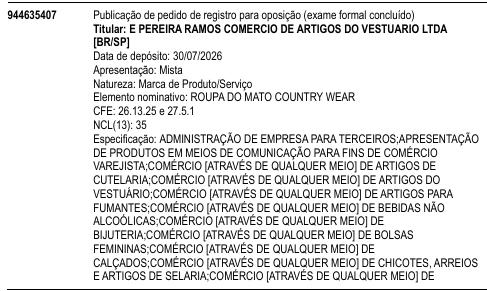 ROUPA DO MATO COUNTRY WEAR