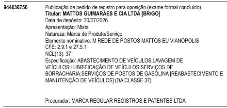M REDE DE POSTOS MATTOS EU VIANÓPOLIS