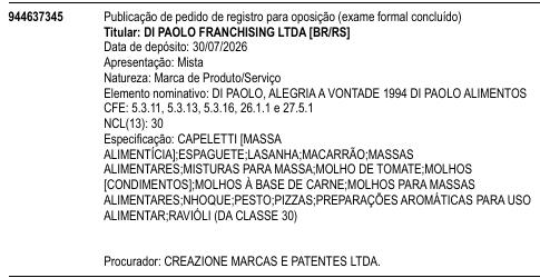 DI PAOLO, ALEGRIA A VONTADE 1994 DI PAOLO ALIMENTOS