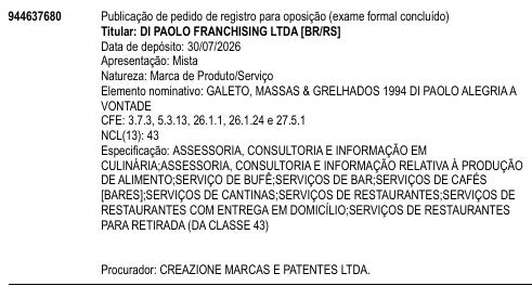 GALETO, MASSAS & GRELHADOS 1994 DI PAOLO ALEGRIA A VONTADE