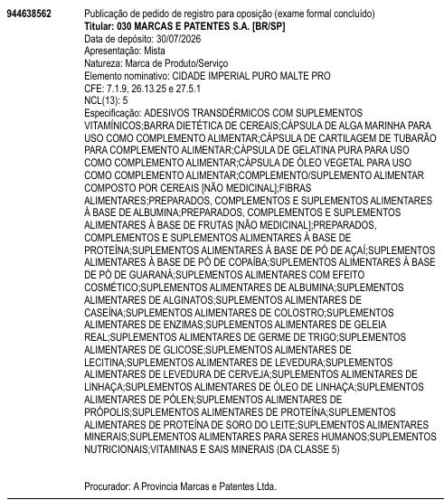 CIDADE IMPERIAL PURO MALTE PRO