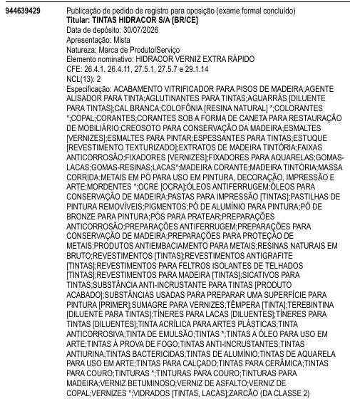 HIDRACOR VERNIZ EXTRA RÁPIDO
