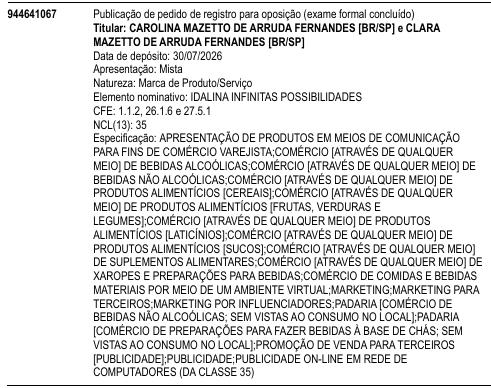 IDALINA INFINITAS POSSIBILIDADES